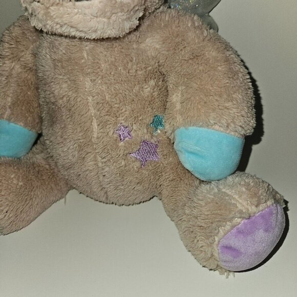 Silver One Pink-ish Winged Unicorn Plush 12" Stuffed Animal Toy Lovey Stars Blue - Picture 3 of 11